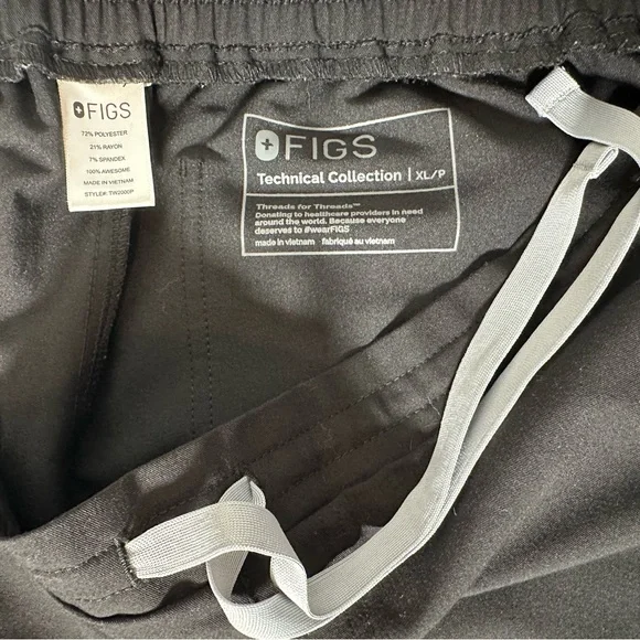 Figs Women’s Yola Black Scrub Pants w/Elastic Waist - Picture 6 of 6